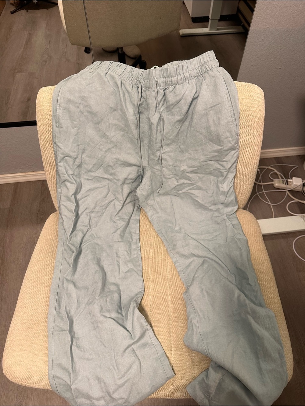H&M linen pants dusty blue